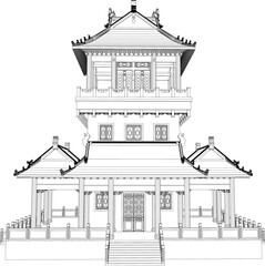Vector sketch illustration of traditional chinese holy temple for praying