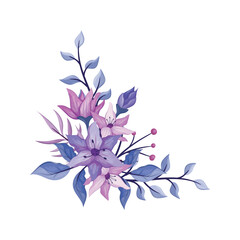 purple flower arrangement watercolor illustration