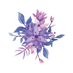 purple flower arrangement watercolor illustration