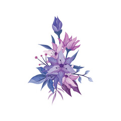 purple flower arrangement watercolor illustration