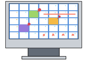 Business planning work on calendar, schedule work on computer, task manager and to do list concept.