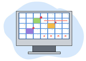 Business planning work on calendar, schedule work on computer, task manager and to do list concept.