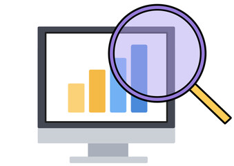 Flat design data analytics business and finance chart. marketing planning on computer. data visualization and dashboard concept