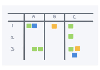 Flat design team meeting board for marketing planning with sticky note or post it.challenge team and share the work concept.