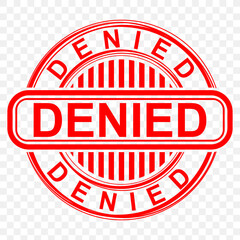 The word denied is on a red circle - red stamp - obrazy, fototapety, plakaty
