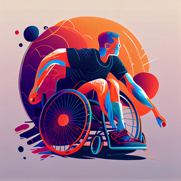 Illustration of Paralympic Sport Games: Disabled Characters Participating in Different Activities. Created with generative AI technology