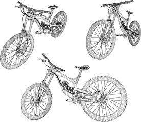 Fototapeta na wymiar Vector sketch of sport downhill bicycle illustration