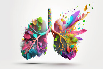 Rainbow anatomy lung, world tuberculosis day, quit smoking concept, created with Generative AI