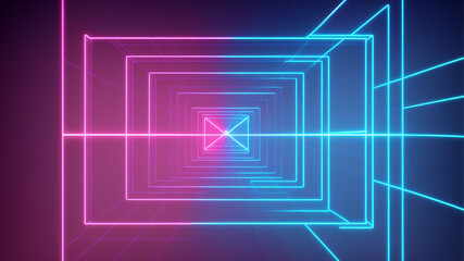 Arte Abstracto Neón con Líneas, IA Generativa