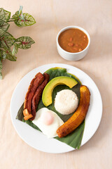 Bandeja paisa as a traditional dish of the region of Antioquia Colombia