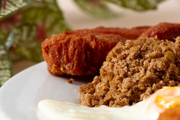 Powdered meat as an ingredient of a traditional Medellin dish