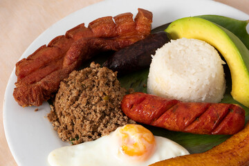 Bandeja paisa as a traditional dish of the region of Antioquia Colombia