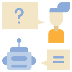 question ai robot ask chat talk icon flat style
