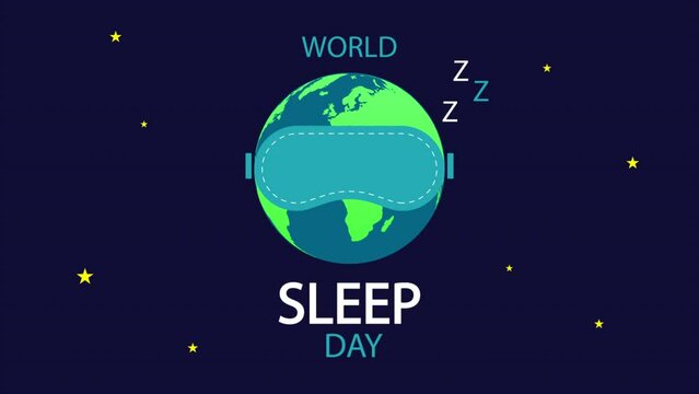 World Sleep Day planet sleep mask, art video illustration.