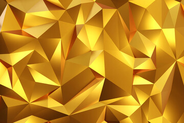 Abstract geometric gold color background, polygon, low poly pattern. 3d render illustration.
