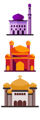 mosque illustration collection, ramadan kareem, in flat 2d style. perfect for design greeting cards, infographics, posters, diagrams. ramadan celebration.