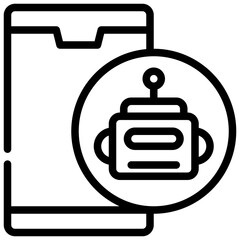 Obraz premium robot ai mobile phone icon simple line