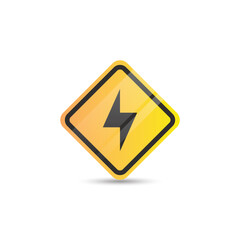 Electric shock hazard warning sign logo icon vector design template