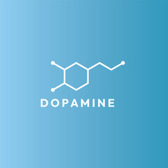 Dopamine structural chemical formula. The neurotransmitter of pleasure logo vector design illustration