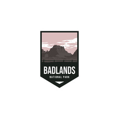Badlands National Park logo badge emblem sticker patch vector illustration