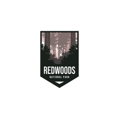 Redwoods National Park logo badge emblem sticker patch vector illustration