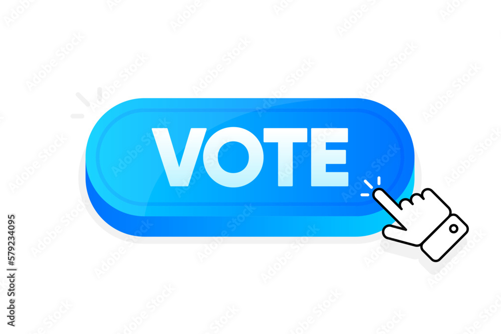 Poster voting button clicking. election voting concept. voting online. click in button for the ballot into 