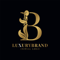 elegant letter B floral initial vector logo design element