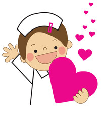 International Disease Day vector. May 12 International Nurses Day, thank you card. Nurse with heart in hand Thank you doctors and nurses