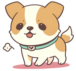 Fototapeta premium Cute chibi dog png. Generative AI
