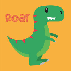 Dinosaurio lindo verde diciendo Roar