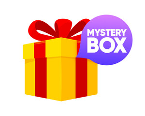 Mystery Box. Present secret surprise. Mystery box gift and question icon. Isometric design. Vector illustration.