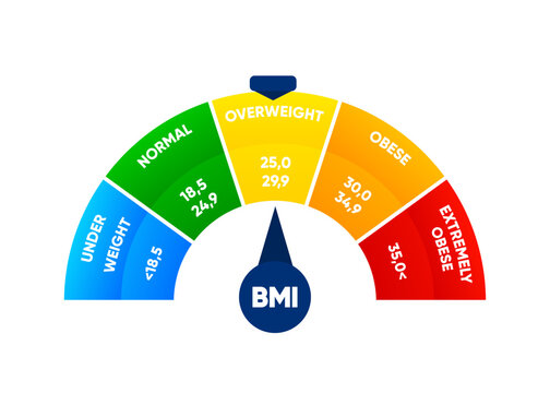 Body mass index. Weight loss concept. BMI scale. Before and after diet and fitness. Healthy lifestyle. Vector illustration.