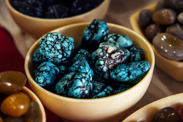 Semi-precious stones and minerals for use in jewelry and interior items. Jewelry background