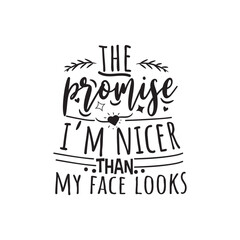 The Promise I'm Nicer Than My Face Looks. Hand Lettering And Inspiration Positive Quote. Hand Lettered Quote. Modern Calligraphy.