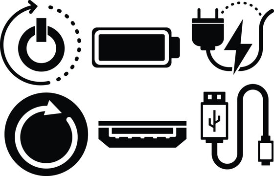 Set of Electricity Power Solid Fill Icon