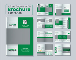 16 Pages Farming and agriculture company profile brochure template or organic farming company brochure design, agriculture business company profile brochure design, agricultural bifold brochure design