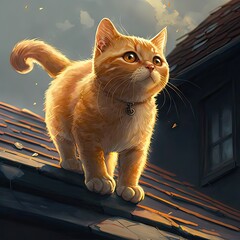 Cute cat, anime style