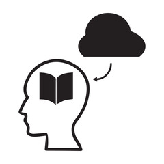 Cloud, mind, online education icon