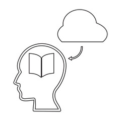 Cloud, mind, online education icon