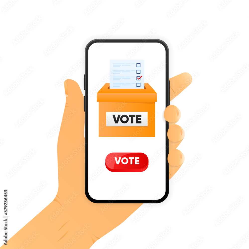 Poster voting box icon. election voting concept. voting online. throw the ballot into the box for collectin