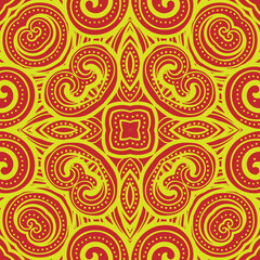 abstract red ornament on yellow background