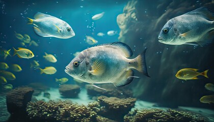 Fish at Lisboa Aquarium. Photo generative AI