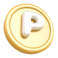 3D Font Gold Letter P
