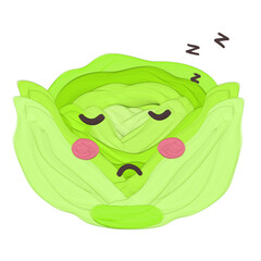 Cute cabbage vegetable stationary sticker oil painting