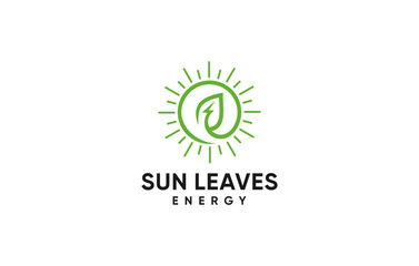 sun leaf energy modern logo design
