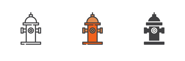 Fire hydrant different style icon set