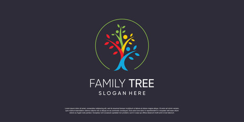 Family tree logo design with modern abstract concept idea