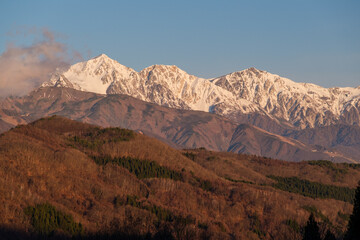 白馬三山のモルゲンロート