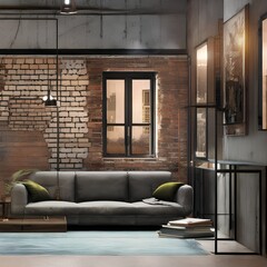 An industrial style home_ incorporating elements of both minimalist and rustic design, with an overall edgy and urban vibe 1, , Generative AI