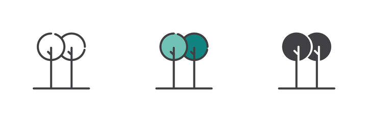 Two trees different style icon set